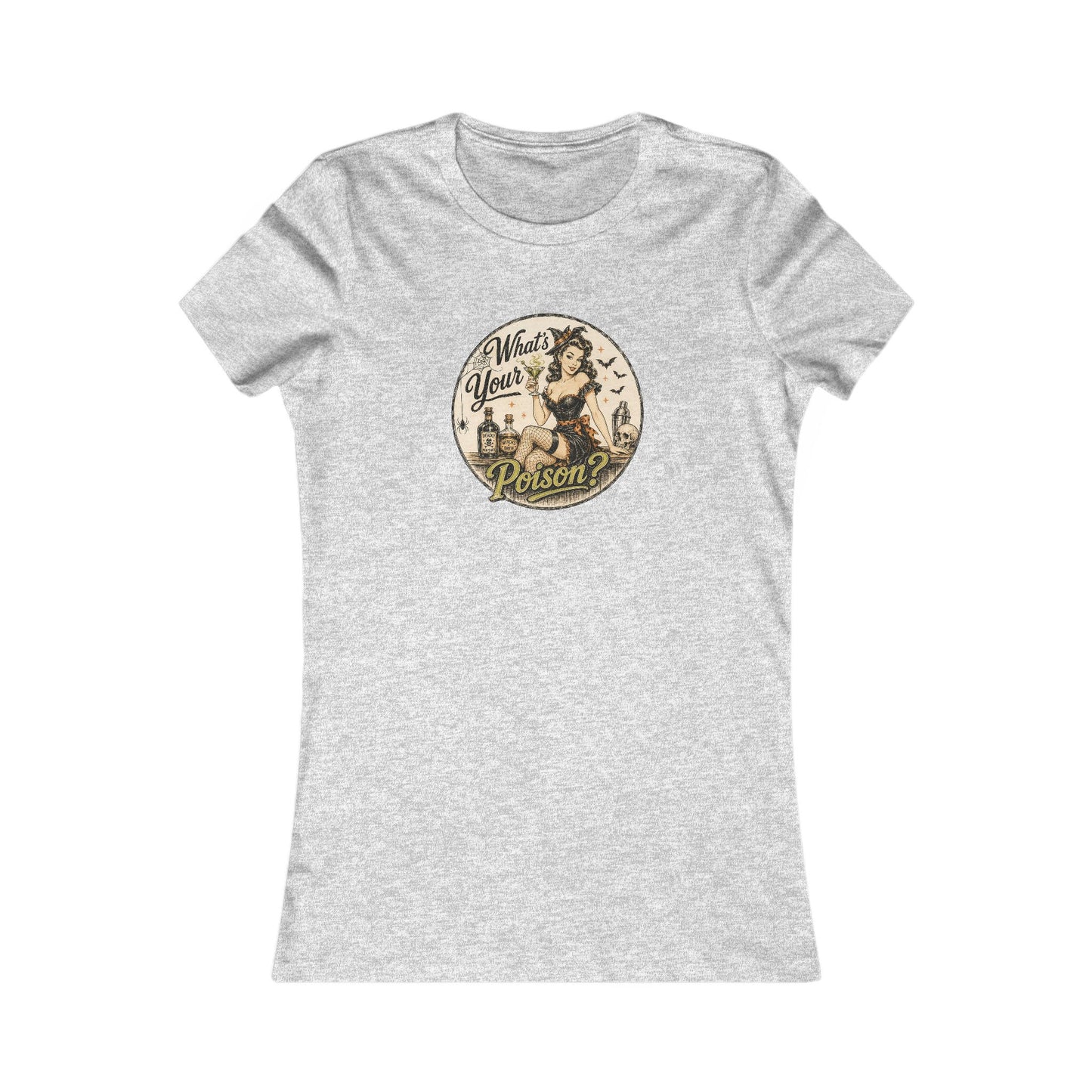 Pick Your Poison Vintage Look Shirt Gift For Bartender Halloween Tshirt Pin Up Girl Womens Fit Retro Punk Bar Staff Tee