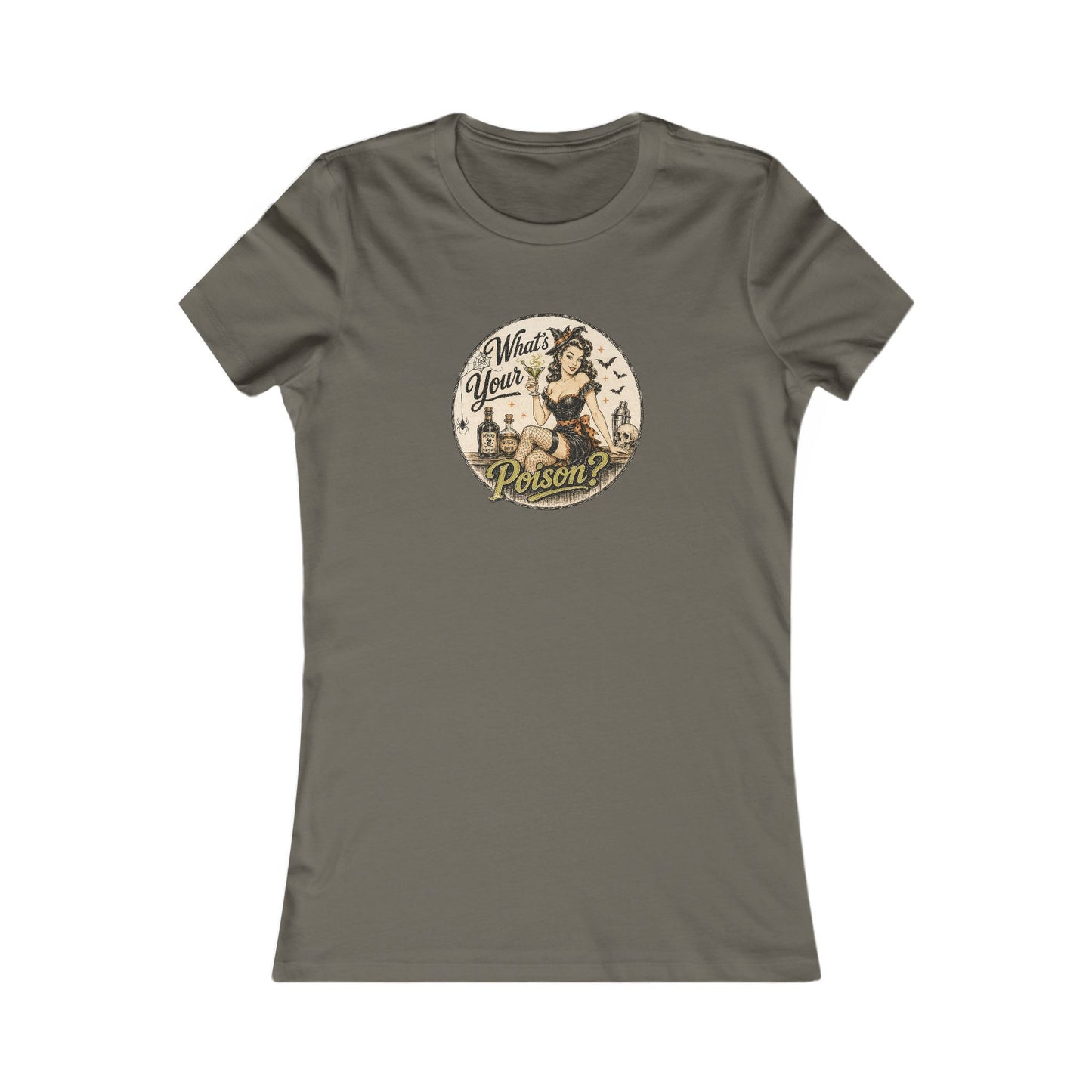 Pick Your Poison Vintage Look Shirt Gift For Bartender Halloween Tshirt Pin Up Girl Womens Fit Retro Punk Bar Staff Tee