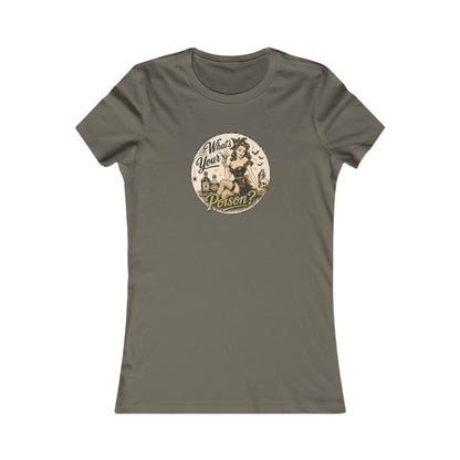Pick Your Poison Vintage Look Shirt Gift For Bartender Halloween Tshirt Pin Up Girl Womens Fit Retro Punk Bar Staff Tee