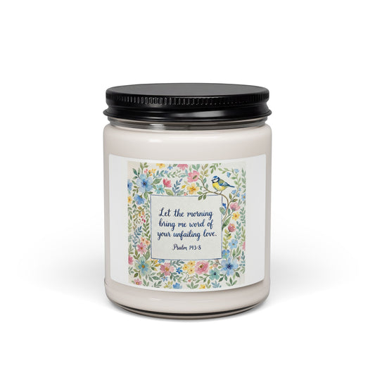 Floral Pastel Psalm Verse Soy Candle — 9oz Apple Harvest Scented Candle