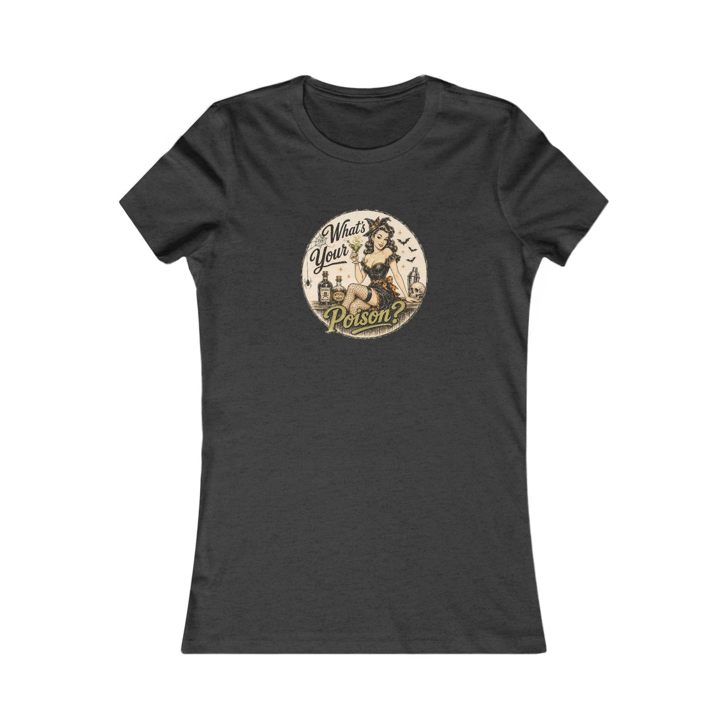 Pick Your Poison Vintage Look Shirt Gift For Bartender Halloween Tshirt Pin Up Girl Womens Fit Retro Punk Bar Staff Tee