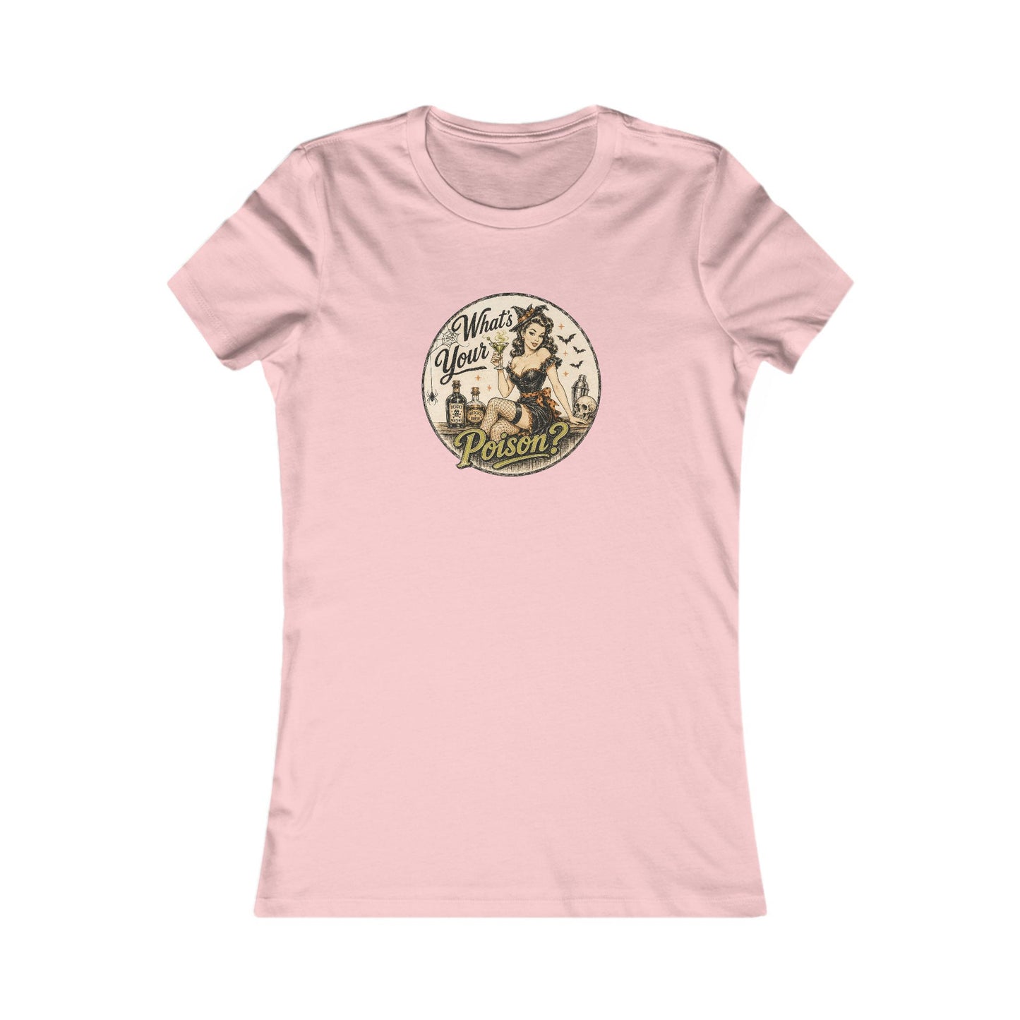 Pick Your Poison Vintage Look Shirt Gift For Bartender Halloween Tshirt Pin Up Girl Womens Fit Retro Punk Bar Staff Tee