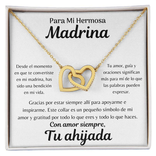 Madrina | Collar de Corazones Entrelazados | Ahijada | Godmother Necklace Spanish