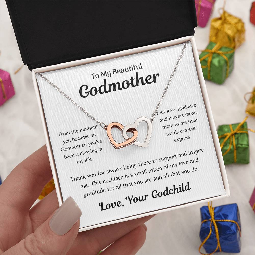 Godmother Interlocking Hearts Necklace | Godchild | Goddaughter | Godson