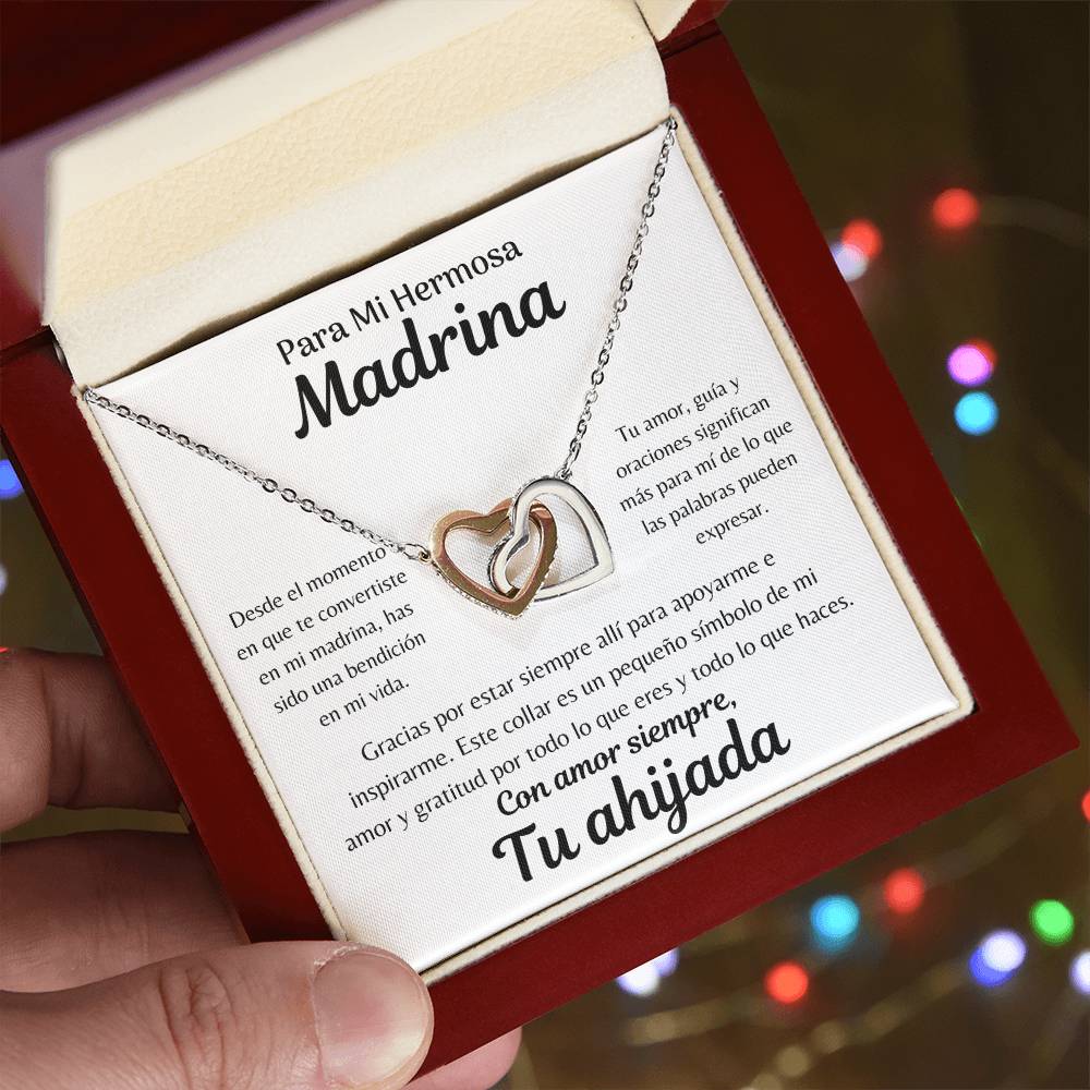 Madrina | Collar de Corazones Entrelazados | Ahijada | Godmother Necklace Spanish