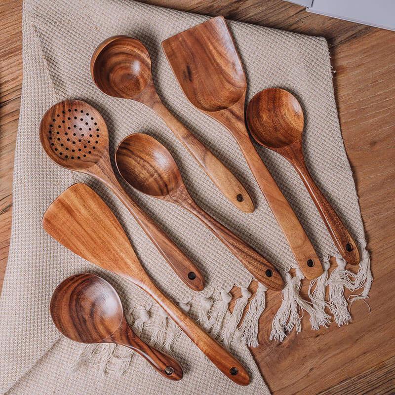 Teak Wood Kitchen Utensils Set of 7