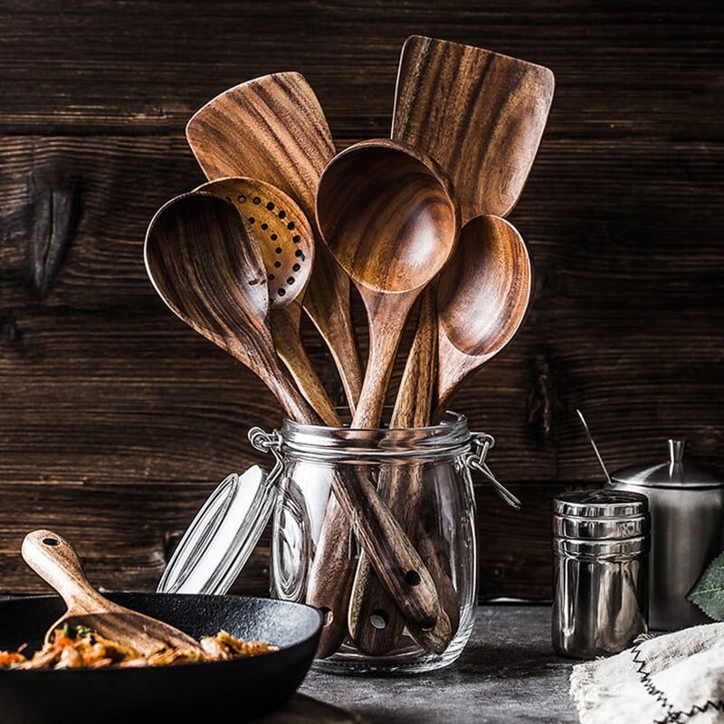 Teak Wood Kitchen Utensils Set of 7