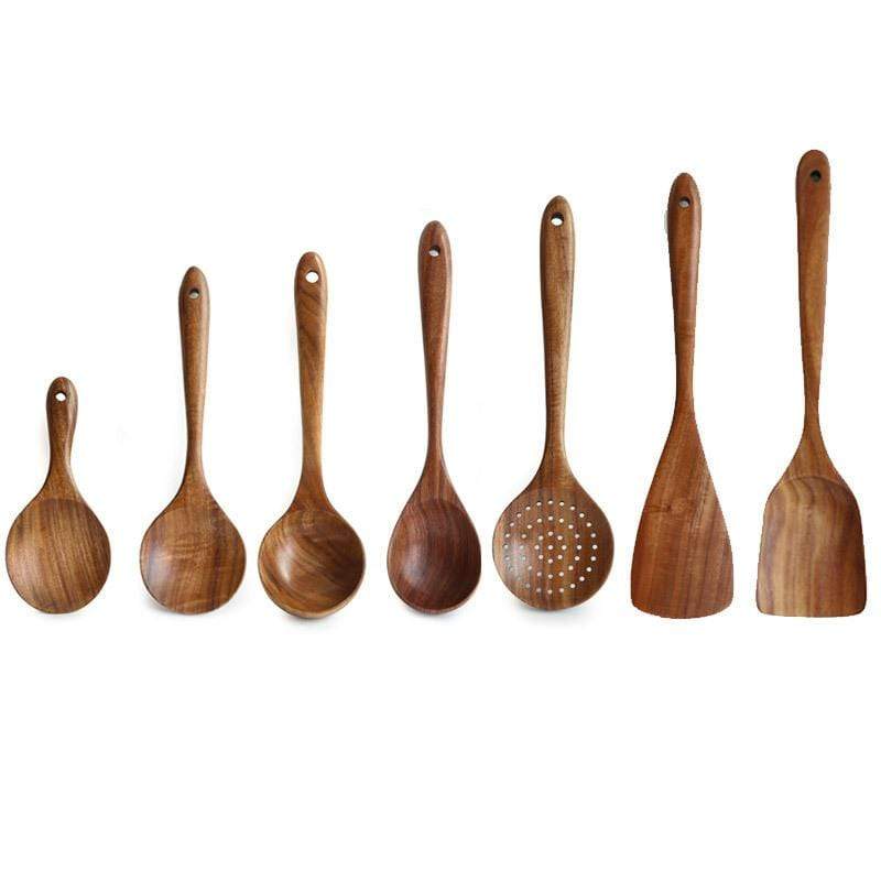 Teak Wood Kitchen Utensils Set of 7