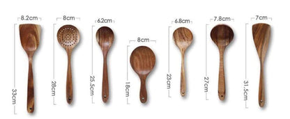 Teak Wood Kitchen Utensils Set of 7