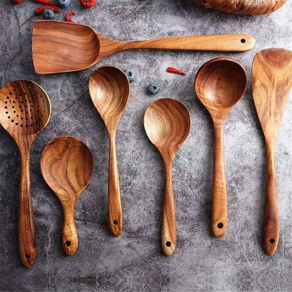 Teak Wood Kitchen Utensils Set of 7