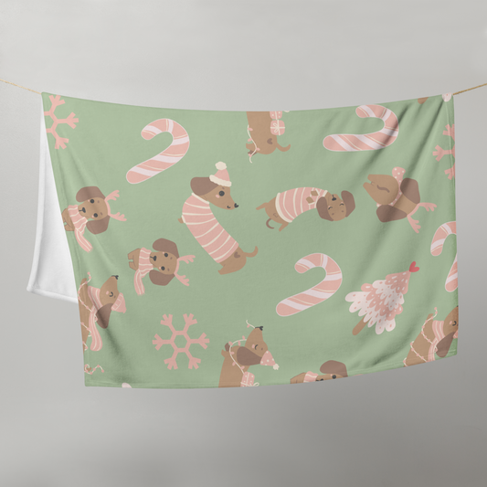 Pinky Pooch Christmas Throw Blanket